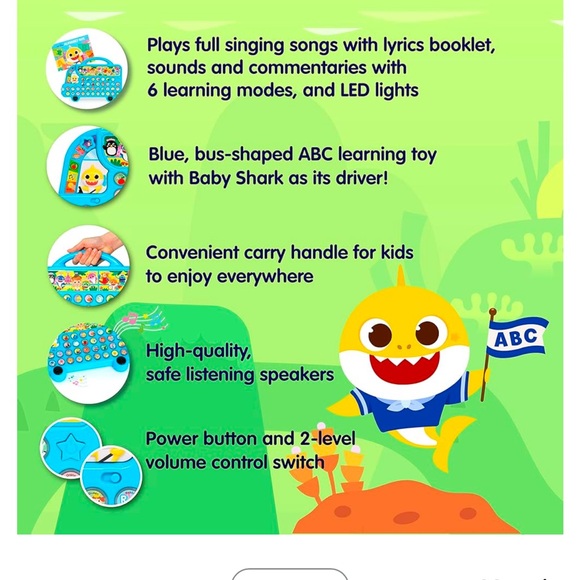 Baby Shark Pinkfong Learning Words Alphabet ABC English Bus Play Toy Baby Kids - Picture 3 of 7